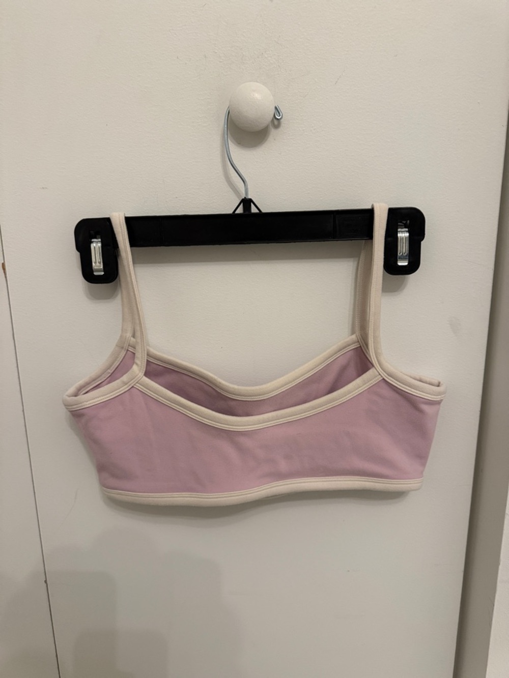 437 Light Pink Crop Bralette with Cream Trim (matching leggings available) - Picture 2 of 2